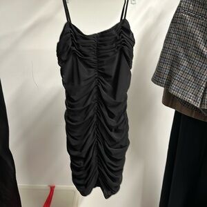 black L’Agence ruched bodycon dress